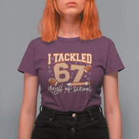 I Tackled 67 Days of School T Shirt For Women Funny Six Seven Meme Football Lover Milestone - Wonder Print Shop