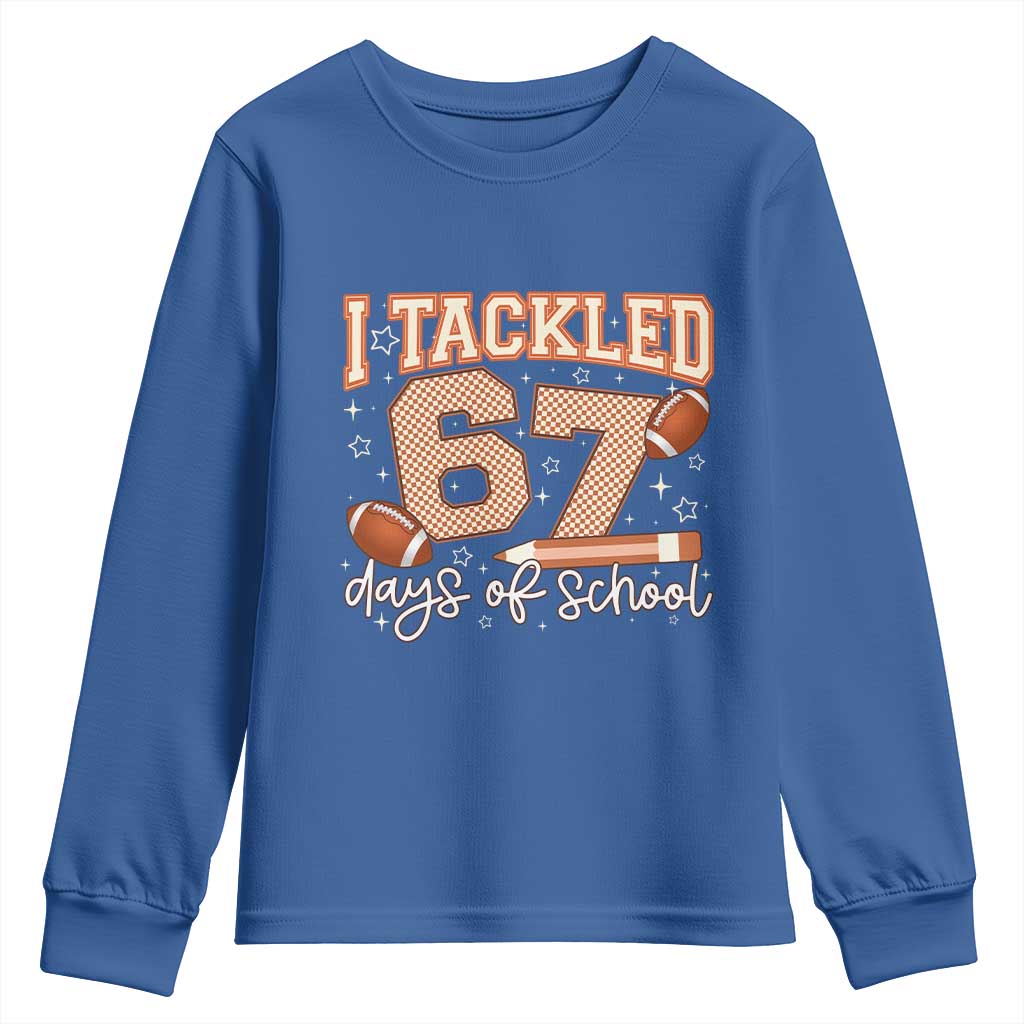 I Tackled 67 Days of School Youth Sweatshirt Funny Six Seven Meme Football Lover Milestone - Wonder Print Shop