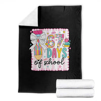 67 Days of School Throw Blanket Six Seven Cute Girly Pencil and Bow for Students Teachers - Wonder Print Shop