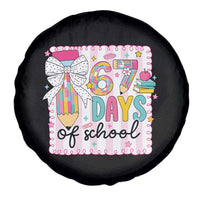 67 Days of School Spare Tire Cover Six Seven Cute Girly Pencil and Bow for Students Teachers - Wonder Print Shop
