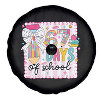 67 Days of School Spare Tire Cover Six Seven Cute Girly Pencil and Bow for Students Teachers - Wonder Print Shop