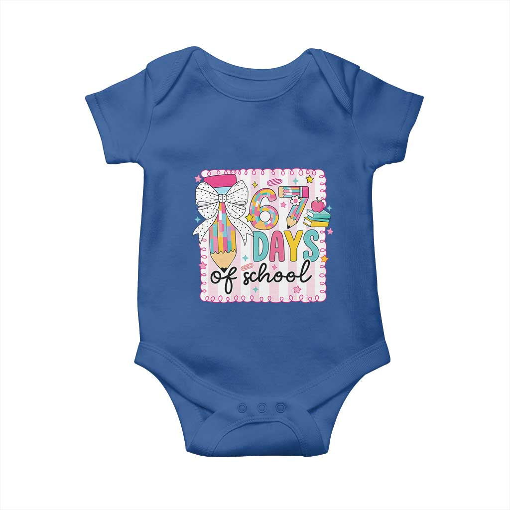 67 Days of School Baby Onesie Six Seven Cute Girly Pencil and Bow for Students Teachers - Wonder Print Shop