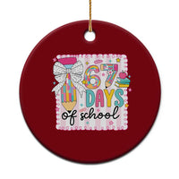 67 Days of School Ceramic Ornament Six Seven Cute Girly Pencil and Bow for Students Teachers - Wonder Print Shop