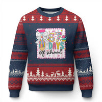 67 Days of School Ugly Christmas Sweater Six Seven Cute Girly Pencil and Bow for Students Teachers - Wonder Print Shop