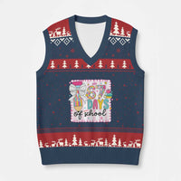 67 Days of School V-Neck Knit Sweater Vest Six Seven Cute Girly Pencil and Bow for Students Teachers - Wonder Print Shop