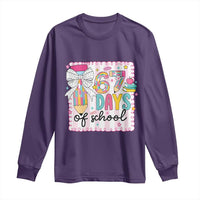 67 Days of School Long Sleeve Shirt Six Seven Cute Girly Pencil and Bow for Students Teachers - Wonder Print Shop
