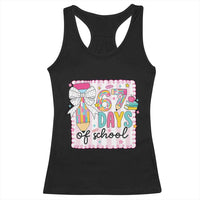 67 Days of School Racerback Tank Top Six Seven Cute Girly Pencil and Bow for Students Teachers - Wonder Print Shop
