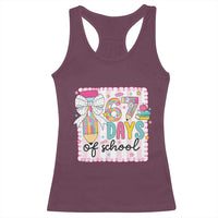 67 Days of School Racerback Tank Top Six Seven Cute Girly Pencil and Bow for Students Teachers - Wonder Print Shop