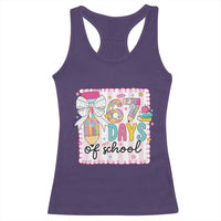 67 Days of School Racerback Tank Top Six Seven Cute Girly Pencil and Bow for Students Teachers - Wonder Print Shop