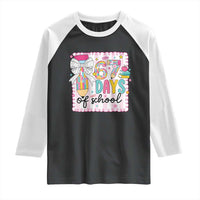 67 Days of School Raglan Shirt Six Seven Cute Girly Pencil and Bow for Students Teachers - Wonder Print Shop
