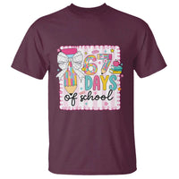 67 Days of School T Shirt Six Seven Cute Girly Pencil and Bow for Students Teachers - Wonder Print Shop