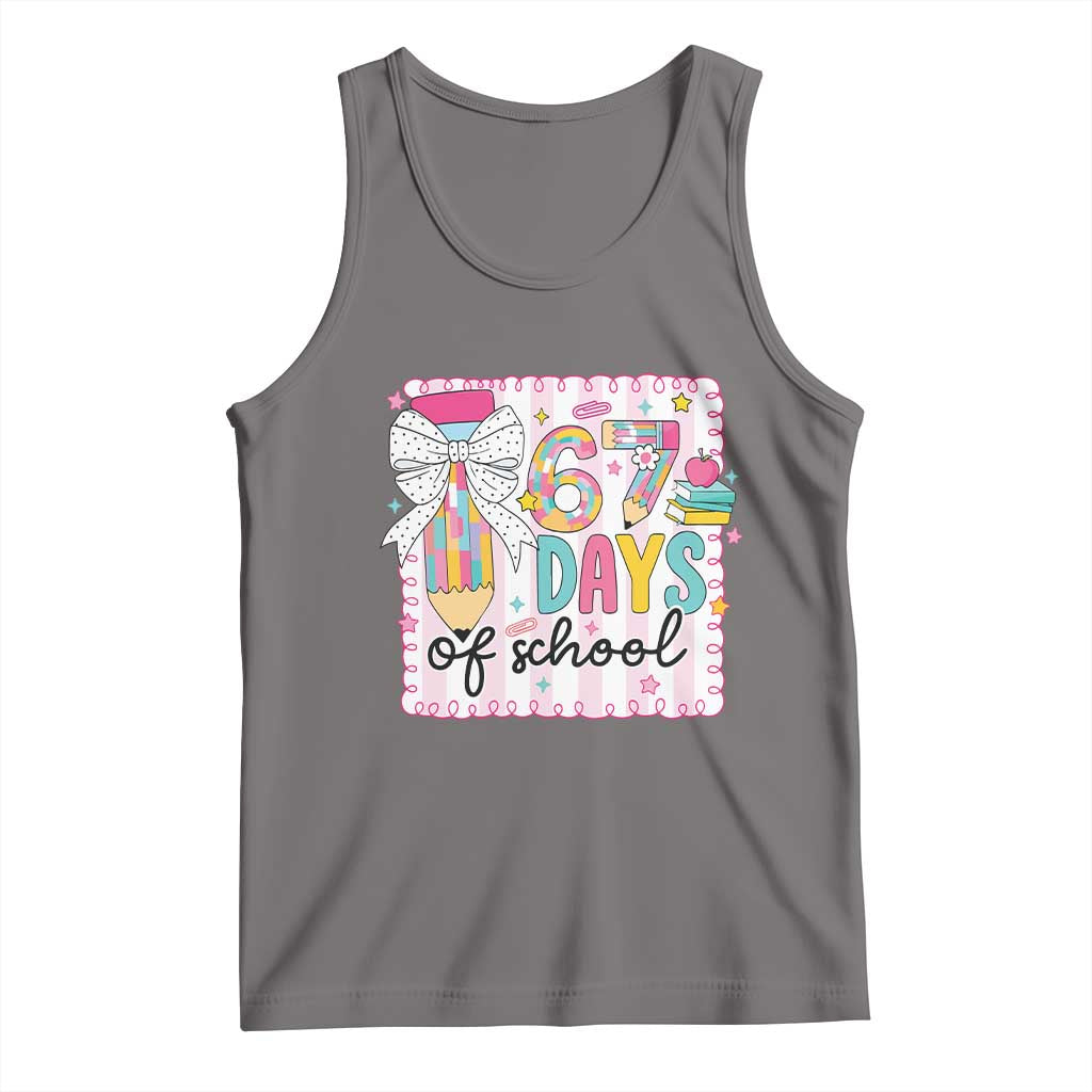 67 Days of School Tank Top Six Seven Cute Girly Pencil and Bow for Students Teachers - Wonder Print Shop