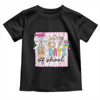 67 Days of School Toddler T Shirt Six Seven Cute Girly Pencil and Bow for Students Teachers - Wonder Print Shop