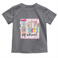 67 Days of School Toddler T Shirt Six Seven Cute Girly Pencil and Bow for Students Teachers - Wonder Print Shop