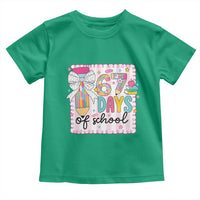 67 Days of School Toddler T Shirt Six Seven Cute Girly Pencil and Bow for Students Teachers - Wonder Print Shop