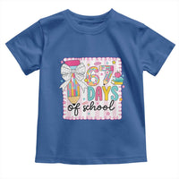 67 Days of School Toddler T Shirt Six Seven Cute Girly Pencil and Bow for Students Teachers - Wonder Print Shop
