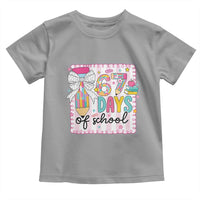 67 Days of School Toddler T Shirt Six Seven Cute Girly Pencil and Bow for Students Teachers - Wonder Print Shop