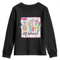 67 Days of School Youth Sweatshirt Six Seven Cute Girly Pencil and Bow for Students Teachers - Wonder Print Shop