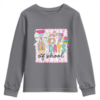 67 Days of School Youth Sweatshirt Six Seven Cute Girly Pencil and Bow for Students Teachers - Wonder Print Shop