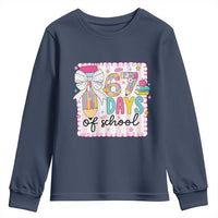 67 Days of School Youth Sweatshirt Six Seven Cute Girly Pencil and Bow for Students Teachers - Wonder Print Shop