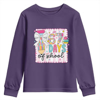 67 Days of School Youth Sweatshirt Six Seven Cute Girly Pencil and Bow for Students Teachers - Wonder Print Shop