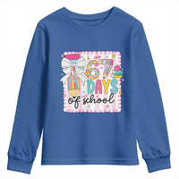 67 Days of School Youth Sweatshirt Six Seven Cute Girly Pencil and Bow for Students Teachers - Wonder Print Shop