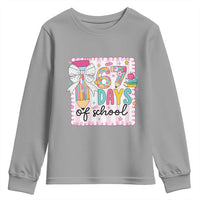 67 Days of School Youth Sweatshirt Six Seven Cute Girly Pencil and Bow for Students Teachers - Wonder Print Shop