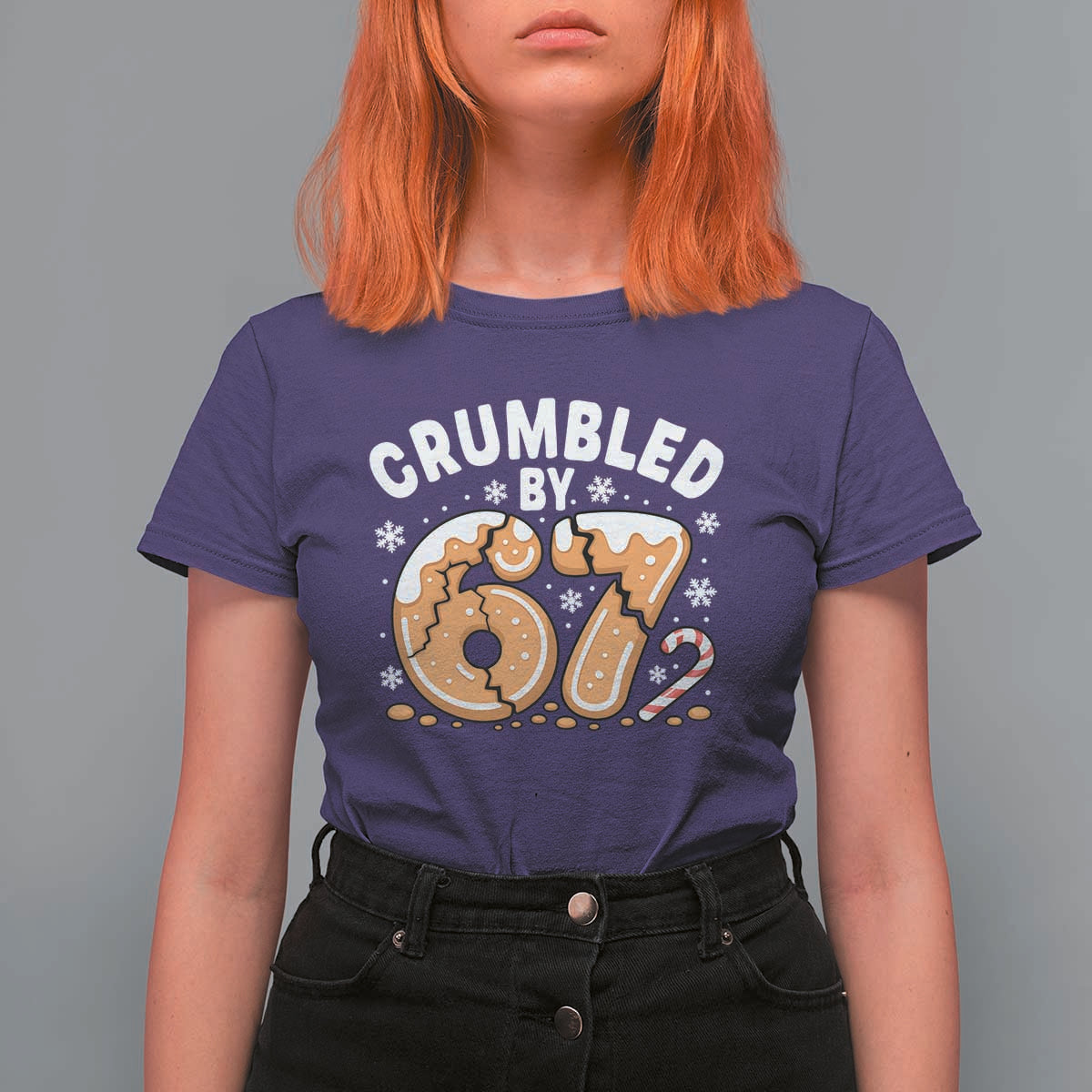 Crumbled by 67 T Shirt For Women Funny Gingerbread Christmas Meme Cookie Chaos - Wonder Print Shop