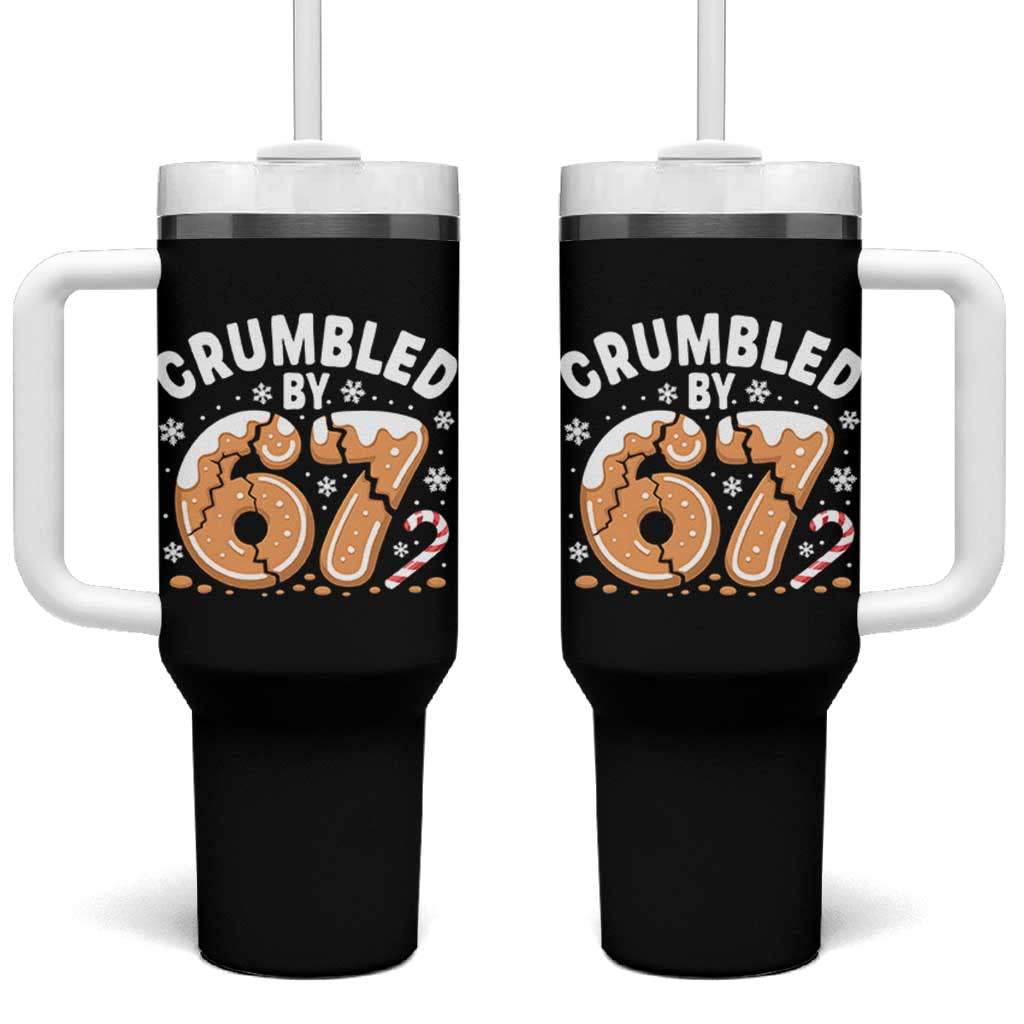 Crumbled by 67 Tumbler With Handle Funny Gingerbread Christmas Meme Cookie Chaos - Wonder Print Shop