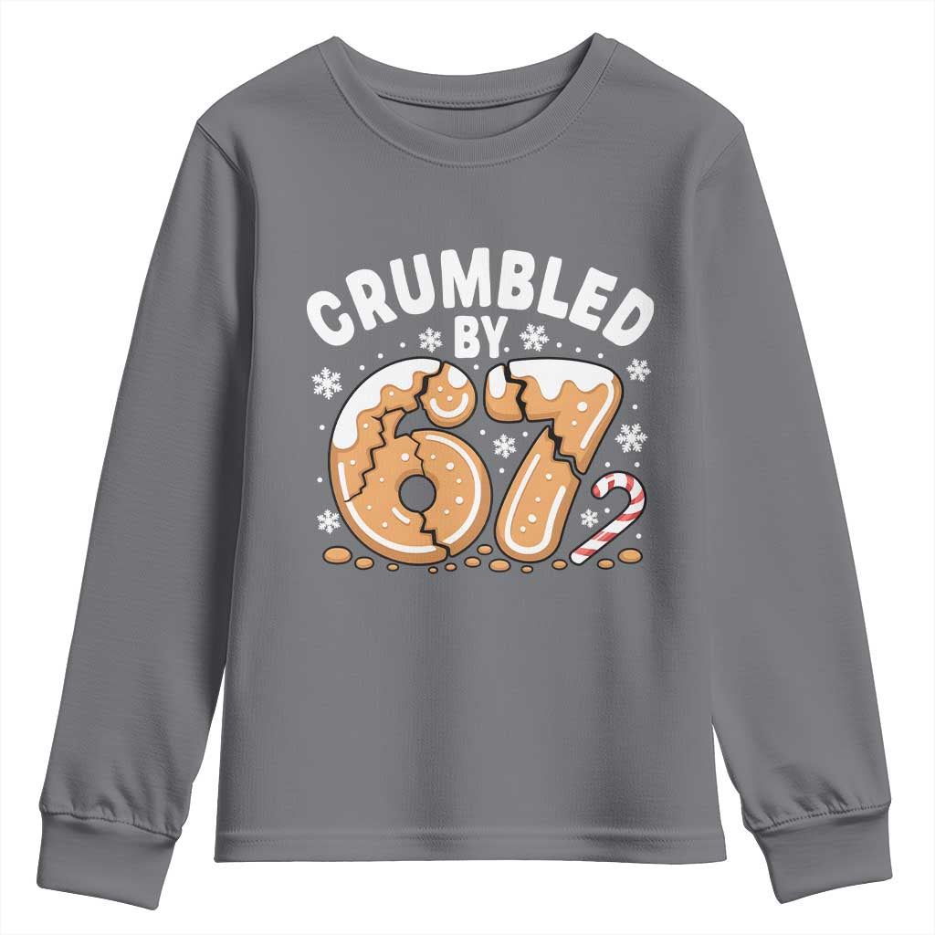 Crumbled by 67 Youth Sweatshirt Funny Gingerbread Christmas Meme Cookie Chaos - Wonder Print Shop