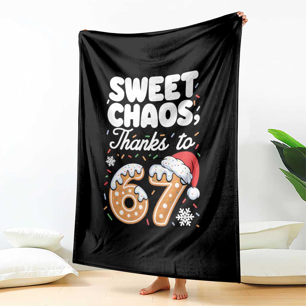 Sweet Chaos Thanks to 67 Throw Blanket Funny Christmas Cookie Meme with Sprinkles - Wonder Print Shop