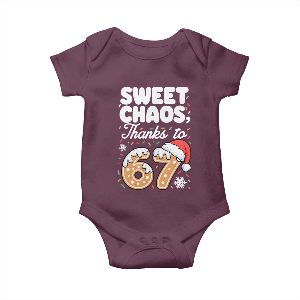 Sweet Chaos Thanks to 67 Baby Onesie Funny Christmas Cookie Meme with Sprinkles - Wonder Print Shop