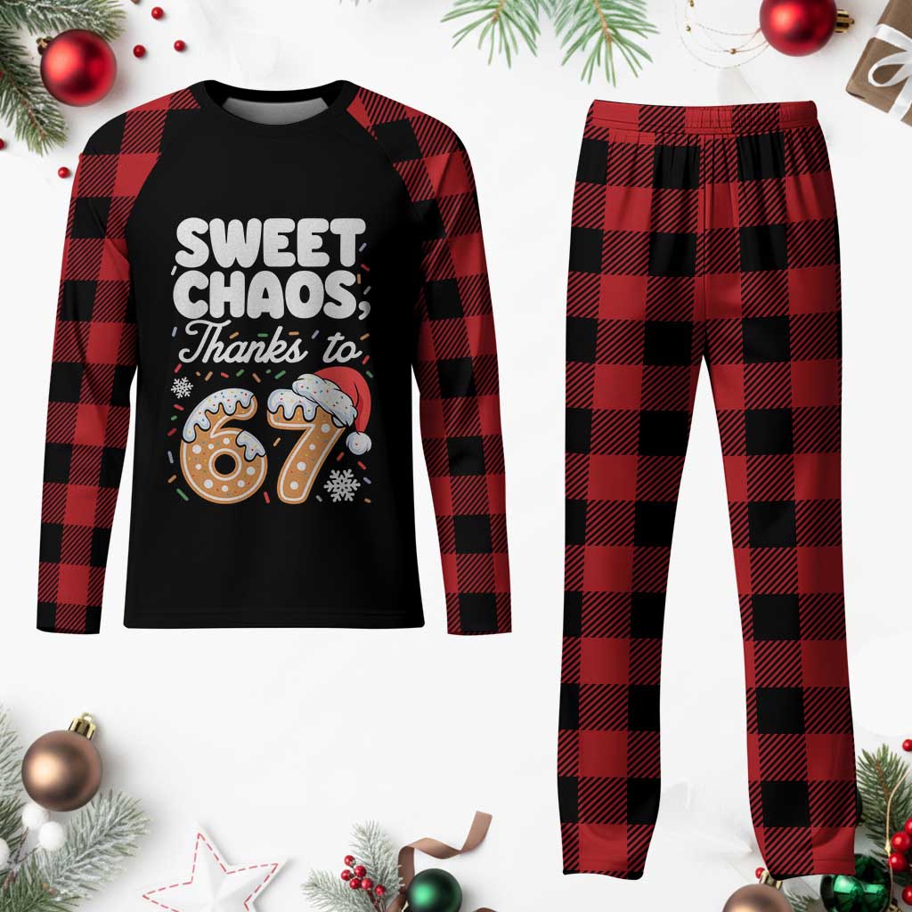 Sweet Chaos Thanks to 67 Plaid Pajama Set Funny Christmas Cookie Meme with Sprinkles - Wonder Print Shop