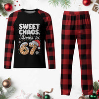 Sweet Chaos Thanks to 67 Plaid Pajama Set Funny Christmas Cookie Meme with Sprinkles - Wonder Print Shop
