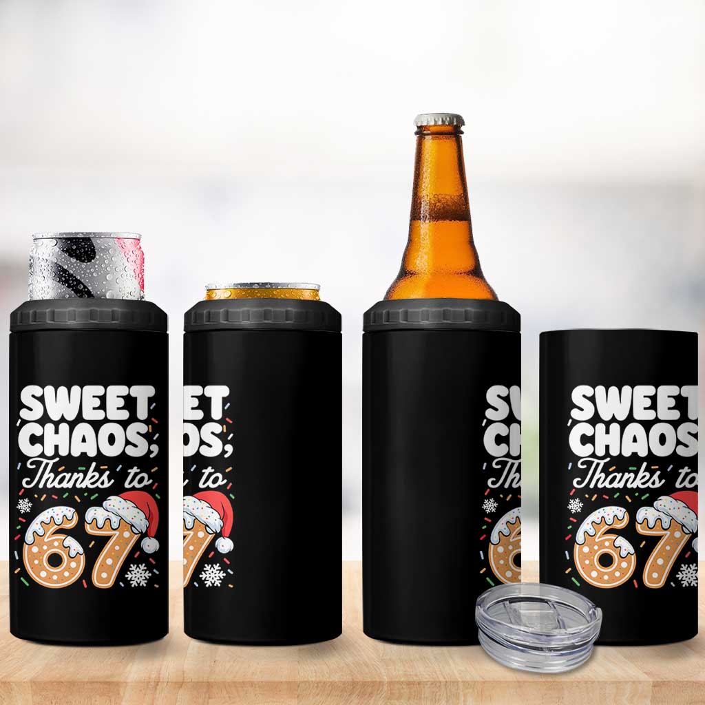 Sweet Chaos Thanks to 67 4 in 1 Can Cooler Tumbler Funny Christmas Cookie Meme with Sprinkles - Wonder Print Shop