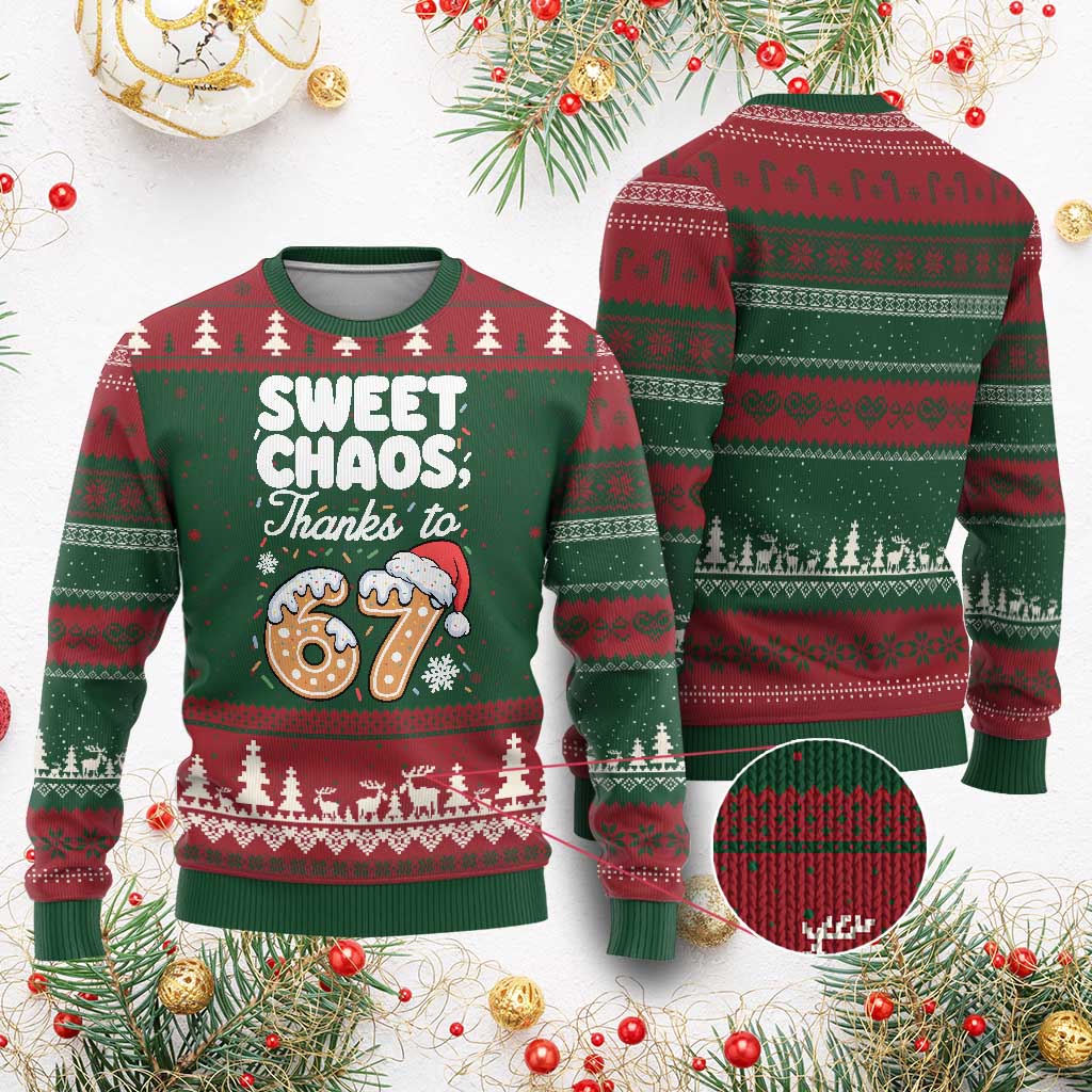 Sweet Chaos Thanks to 67 Ugly Christmas Sweater Funny Xmas Cookie Meme with Sprinkles - Wonder Print Shop