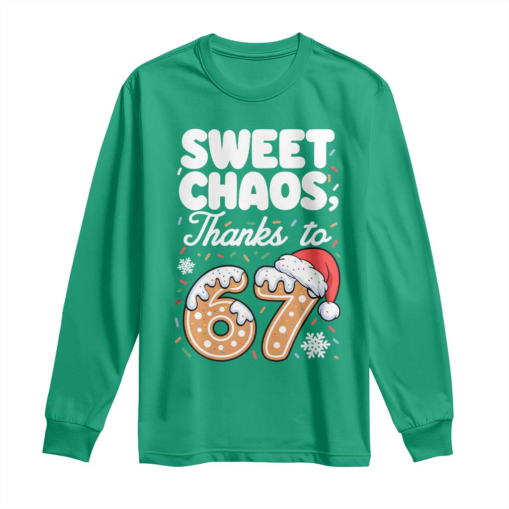 Sweet Chaos Thanks to 67 Long Sleeve Shirt Funny Christmas Cookie Meme with Sprinkles - Wonder Print Shop