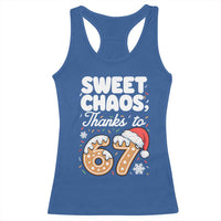 Sweet Chaos Thanks to 67 Racerback Tank Top Funny Christmas Cookie Meme with Sprinkles - Wonder Print Shop