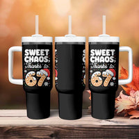 Sweet Chaos Thanks to 67 Tumbler With Handle Funny Christmas Cookie Meme with Sprinkles - Wonder Print Shop