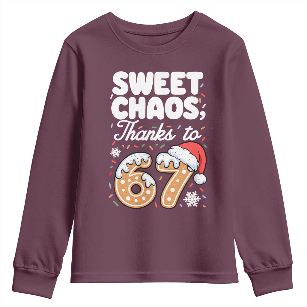 Sweet Chaos Thanks to 67 Youth Sweatshirt Funny Christmas Cookie Meme with Sprinkles - Wonder Print Shop