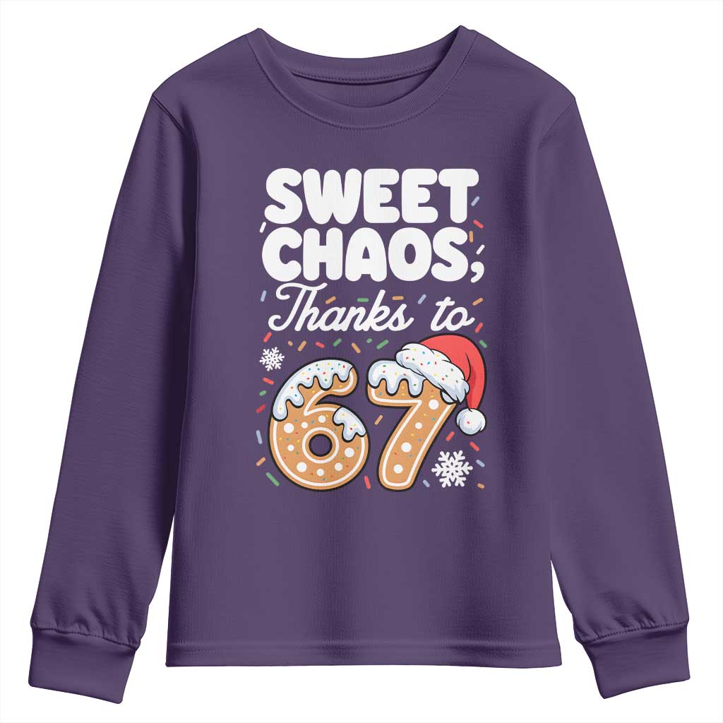 Sweet Chaos Thanks to 67 Youth Sweatshirt Funny Christmas Cookie Meme with Sprinkles - Wonder Print Shop