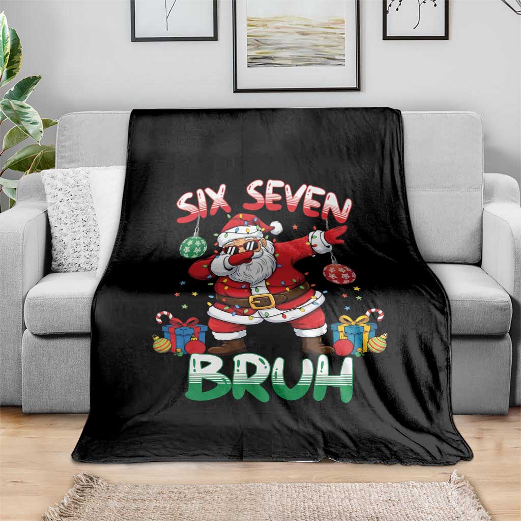 Six Seven Bruh Christmas Throw Blanket Funny Dabbing Santa 67 Meme Holiday Gag Gift - Wonder Print Shop