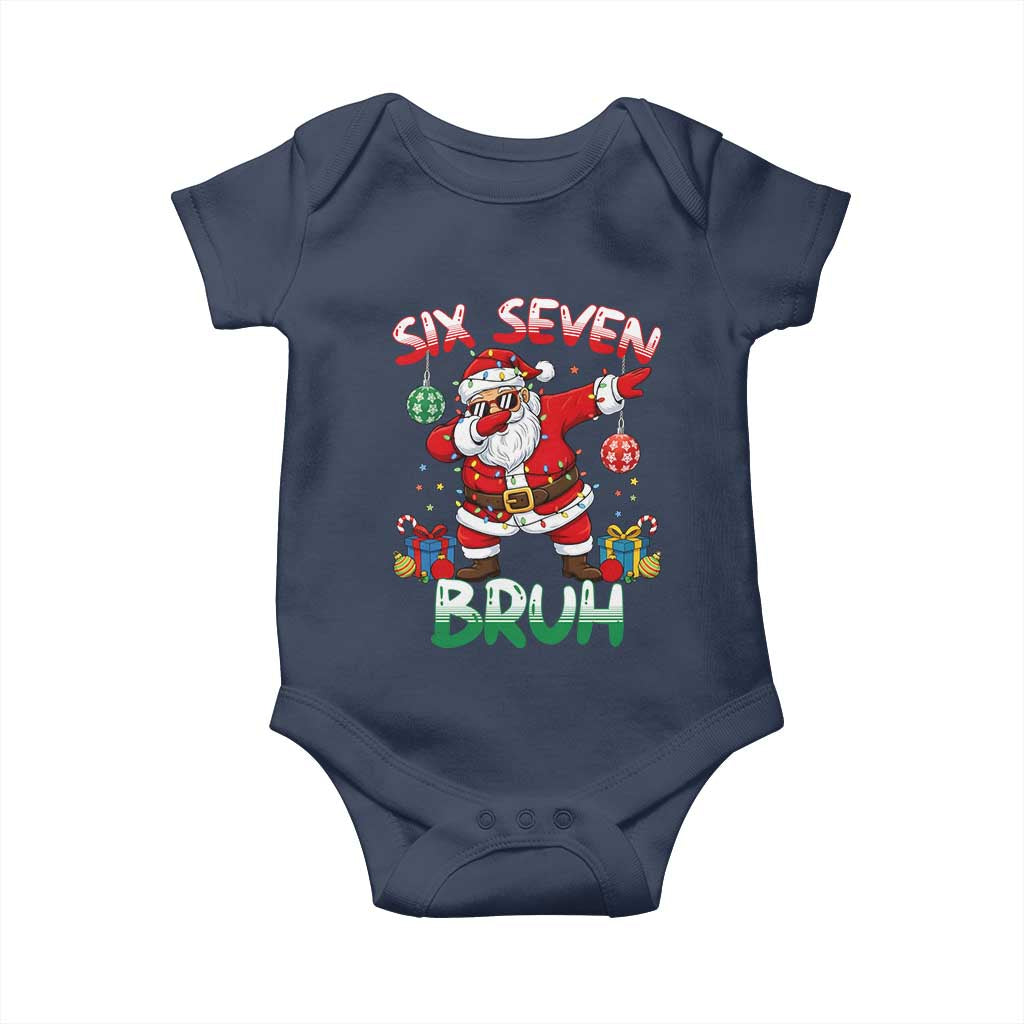 Six Seven Bruh Christmas Baby Onesie Funny Dabbing Santa 67 Meme Holiday Gag Gift - Wonder Print Shop