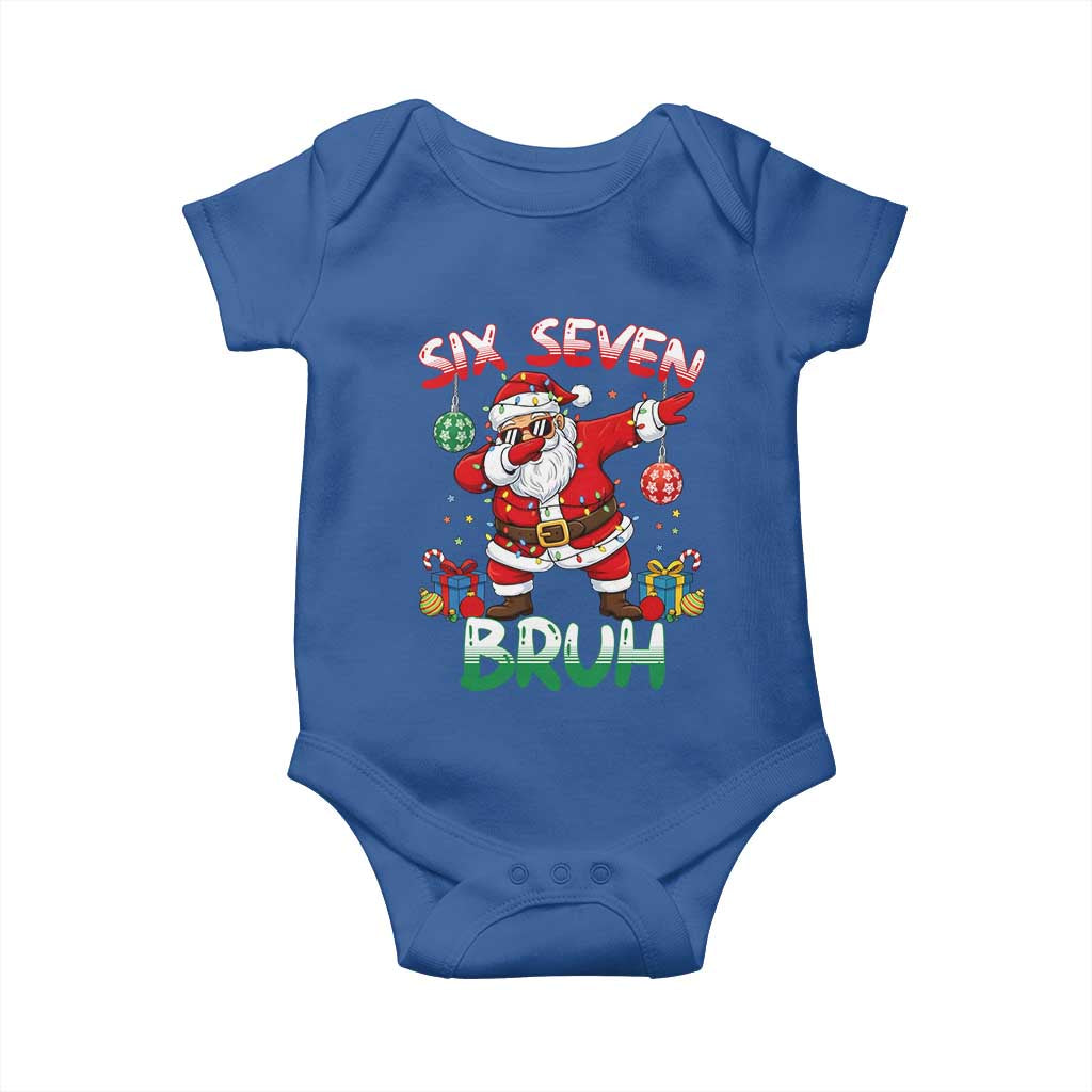 Six Seven Bruh Christmas Baby Onesie Funny Dabbing Santa 67 Meme Holiday Gag Gift - Wonder Print Shop