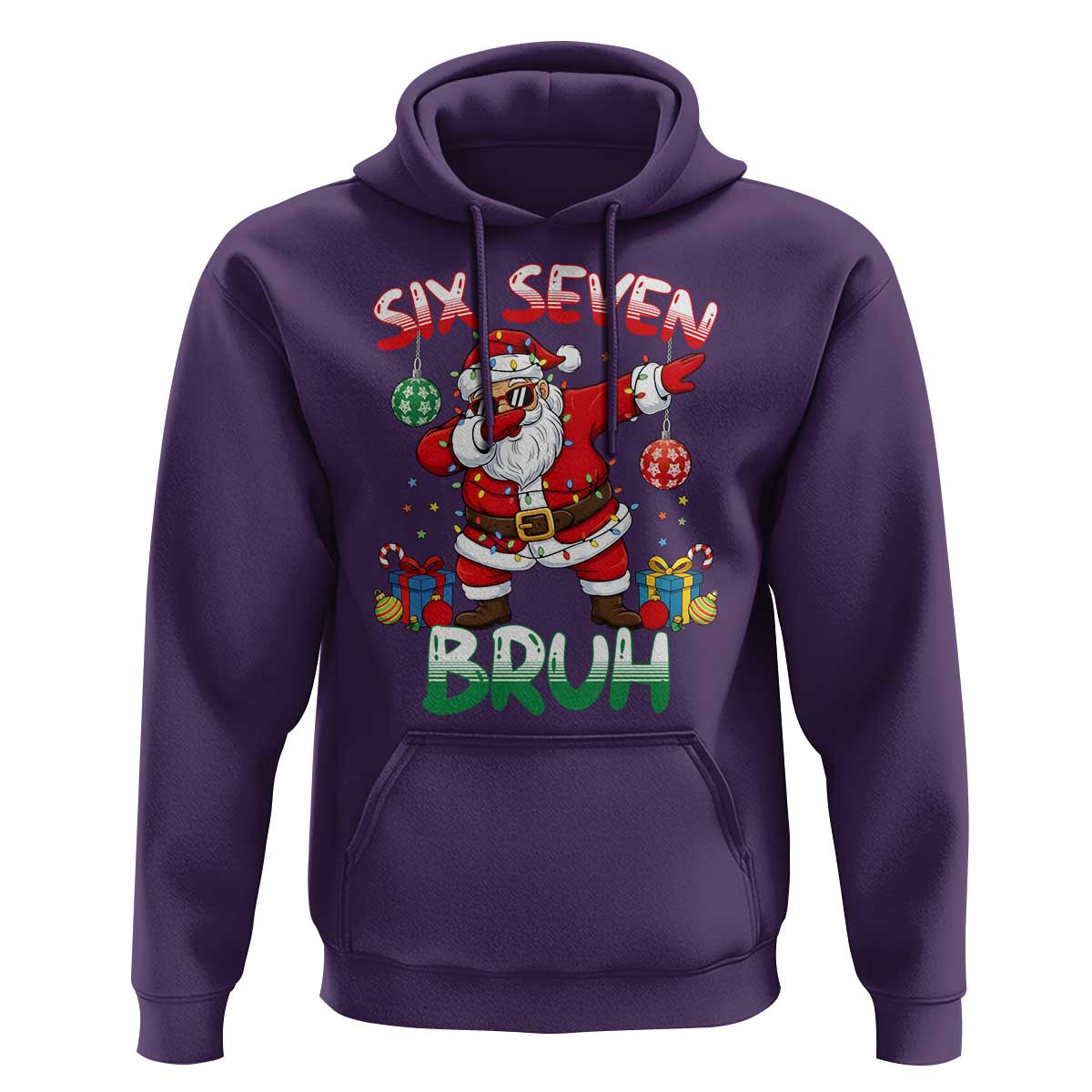 Six Seven Bruh Christmas Hoodie Funny Dabbing Santa 67 Meme Holiday Gag Gift - Wonder Print Shop