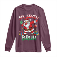 Six Seven Bruh Christmas Long Sleeve Shirt Funny Dabbing Santa 67 Meme Holiday Gag Gift - Wonder Print Shop