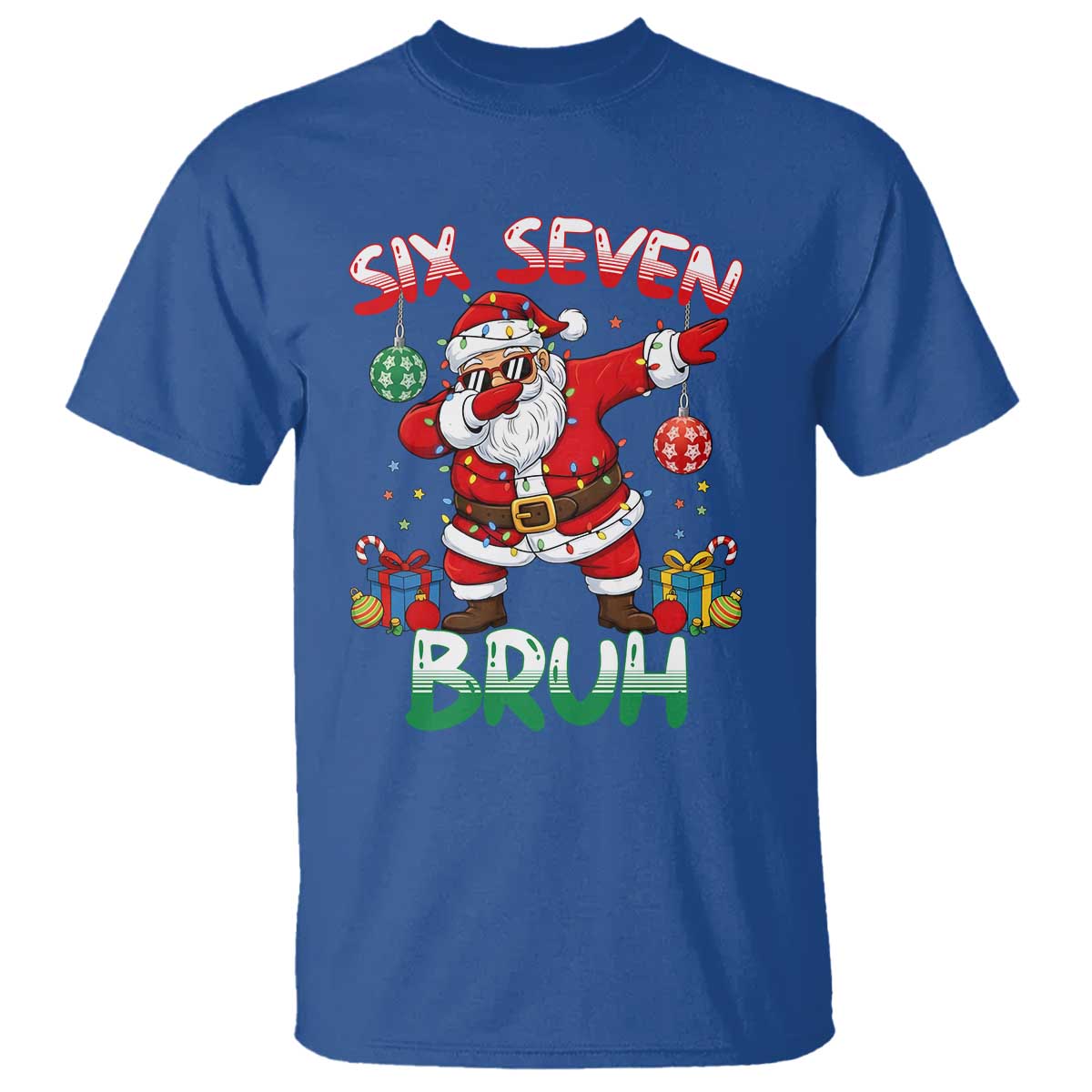 Six Seven Bruh Christmas T Shirt Funny Dabbing Santa 67 Meme Holiday Gag Gift - Wonder Print Shop