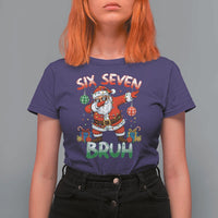 Six Seven Bruh Christmas T Shirt For Women Funny Dabbing Santa 67 Meme Holiday Gag Gift - Wonder Print Shop