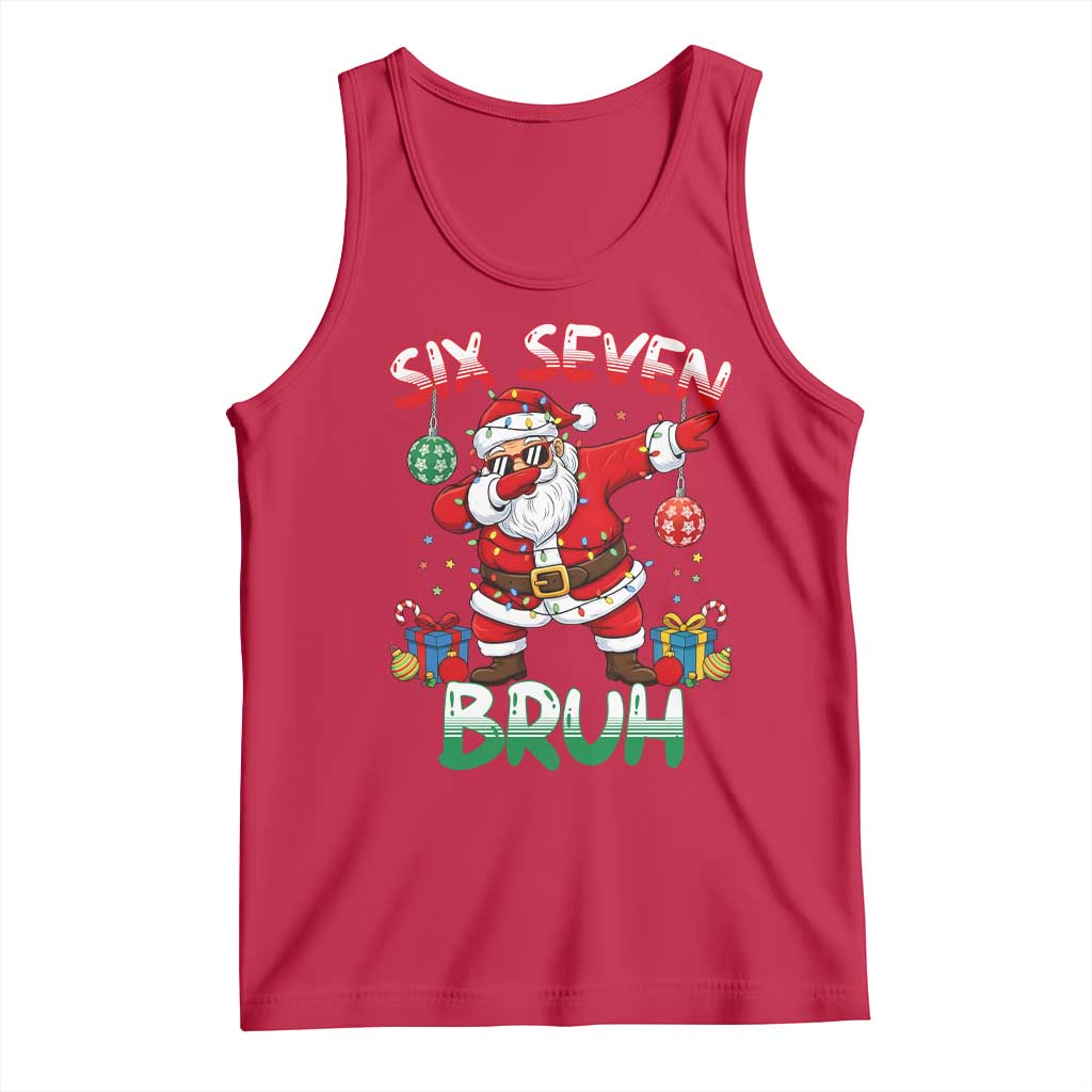 Six Seven Bruh Christmas Tank Top Funny Dabbing Santa 67 Meme Holiday Gag Gift - Wonder Print Shop