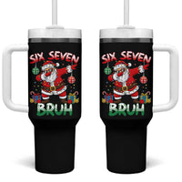 Six Seven Bruh Christmas Tumbler With Handle Funny Dabbing Santa 67 Meme Holiday Gag Gift - Wonder Print Shop